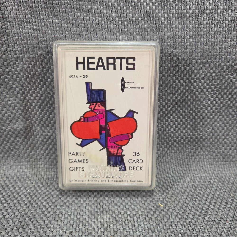 VTG Mid-Century Modern Hearts 36 Card Deck Watkins Strathmore Western Printing